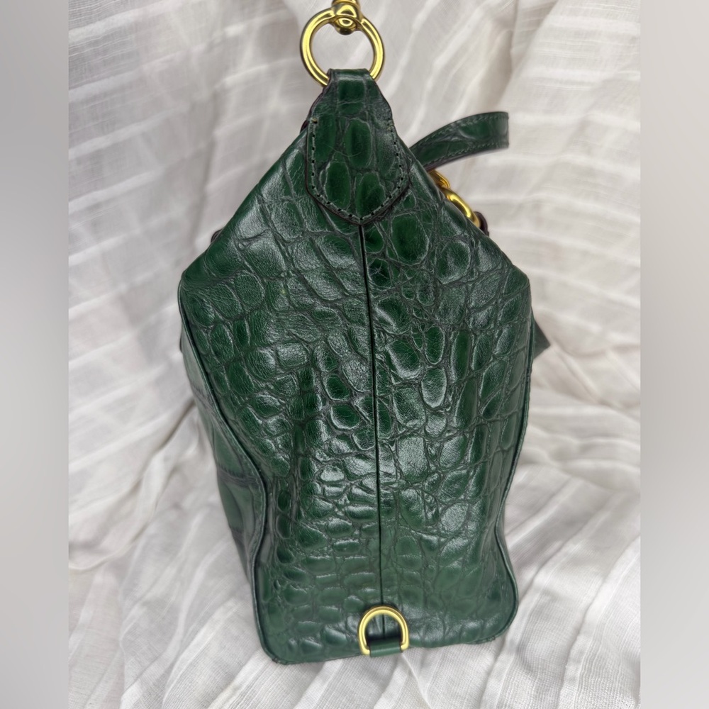 Coach Ashley Green Croc Embossed Shoulder / Handbag / Convertible Satchel • EUC - Picture 5 of 13